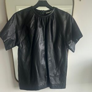 Black Leather Women's Blouse